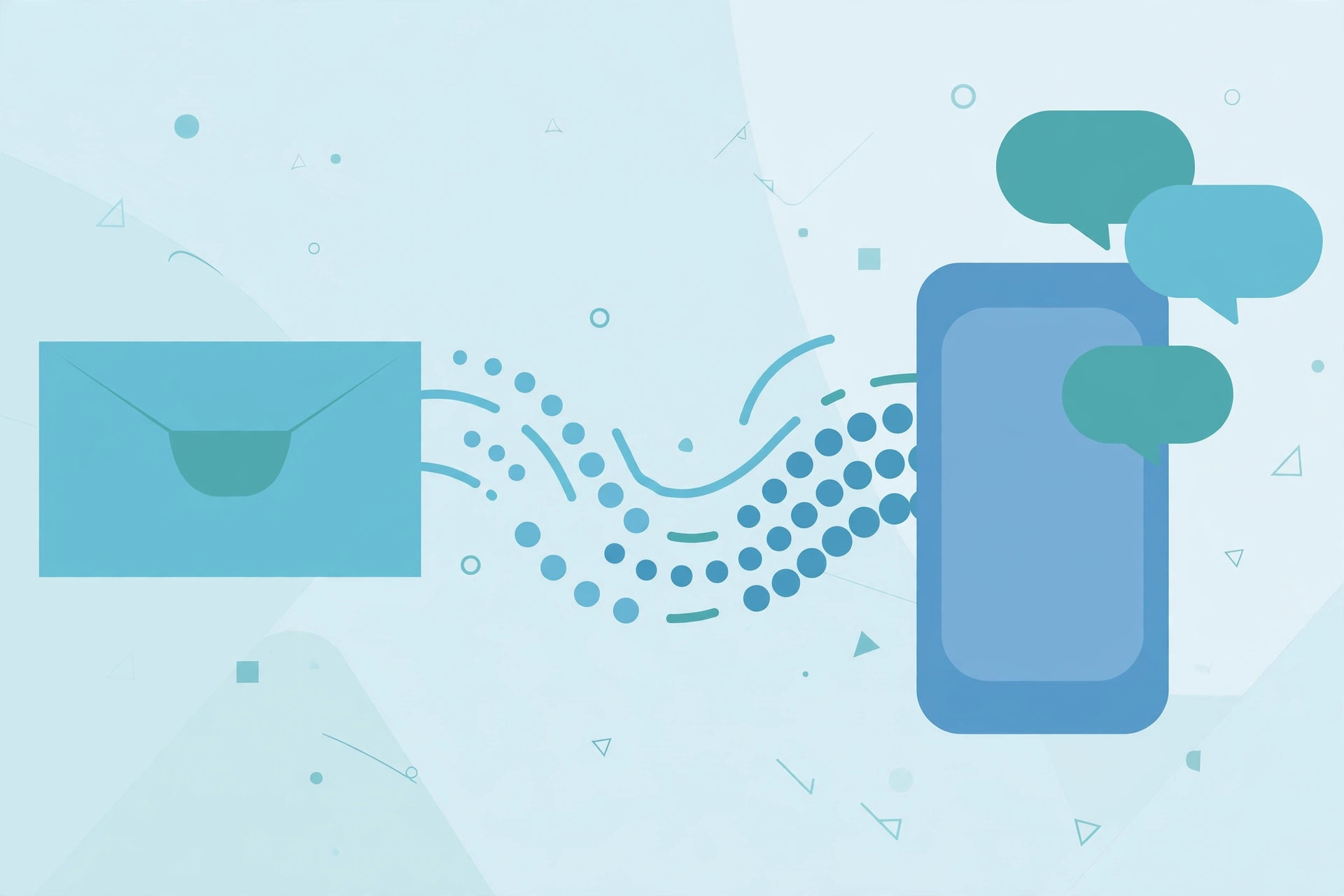 Email to SMS and MMS gateway illustration showing email converting to text messages