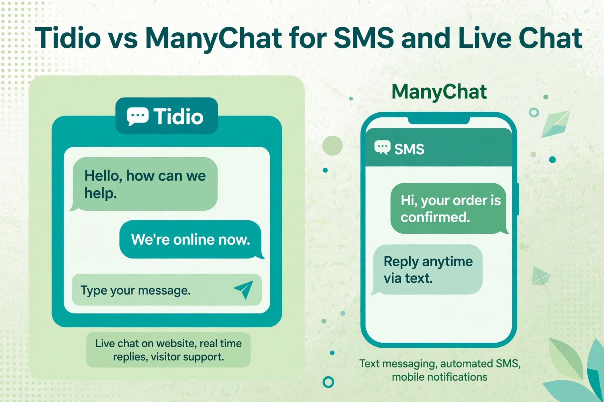 Tidio vs ManyChat for SMS + Live Chat