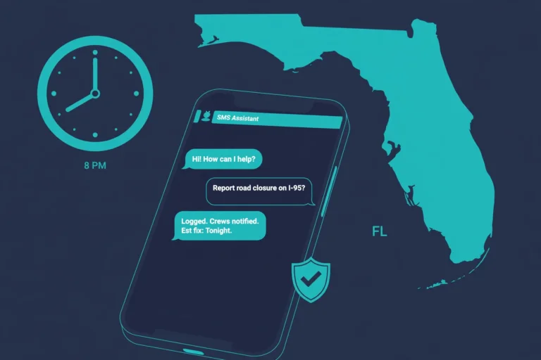 Illustration of a chatbot messaging within Florida's SMS rules.