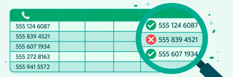 Bulk phone number validation workflow checking CSV lists for invalid numbers